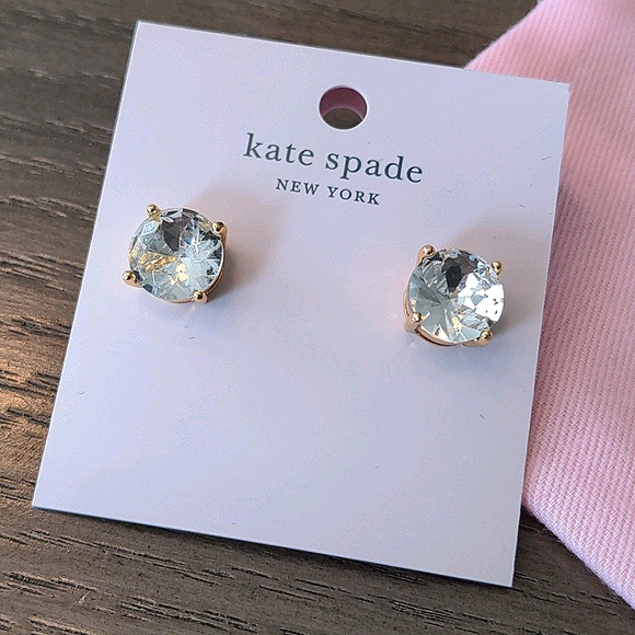 NEW Kate Spade Gumdrop Stud Earrings in Clear/Gold - Picture 6 of 8